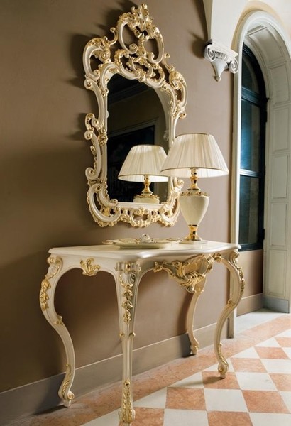 Konsolentisch Spiegel Sideboard 2Tlg Set Neu Holz Italienische MöBel Stil Barock-image