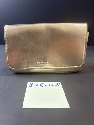 Chantecaille Metallic Gold Clutch Makeup Cosmetic Bag Fold Over Snap Boutique