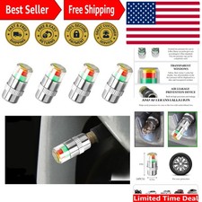 4 PCS Tire Pressure Monitor Valve Caps, 3 Color Eye Alert Tire Pressure Monitor