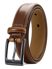 Mens Belts Leather 1 1/8" for Gift Men - Perfect 34 Waist 32 Cognac