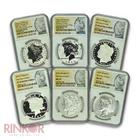 2023 Morgan and Peace Dollar 6-Coin Set First Day of Issue NGC PF 70
