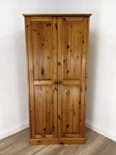WARDROBE Classic Pine Double Door Hanging Rail Top Shelf FREE DELIVERY