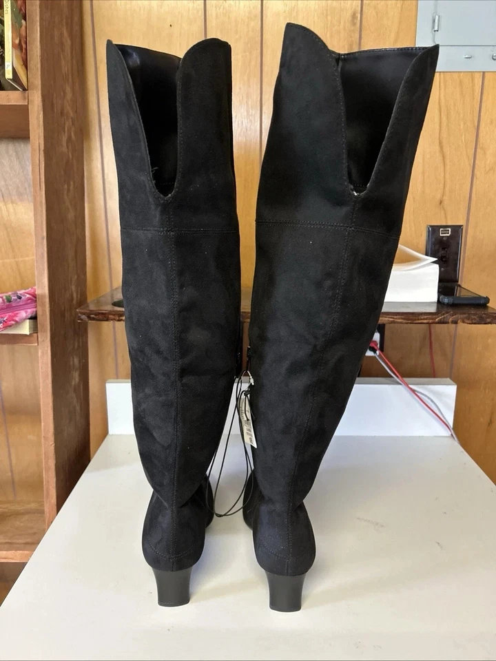 Botas Worthington para mujer Valto imitación gamuza negras tacón alto por encima de la rodilla talla 7 Foto 3 de 4