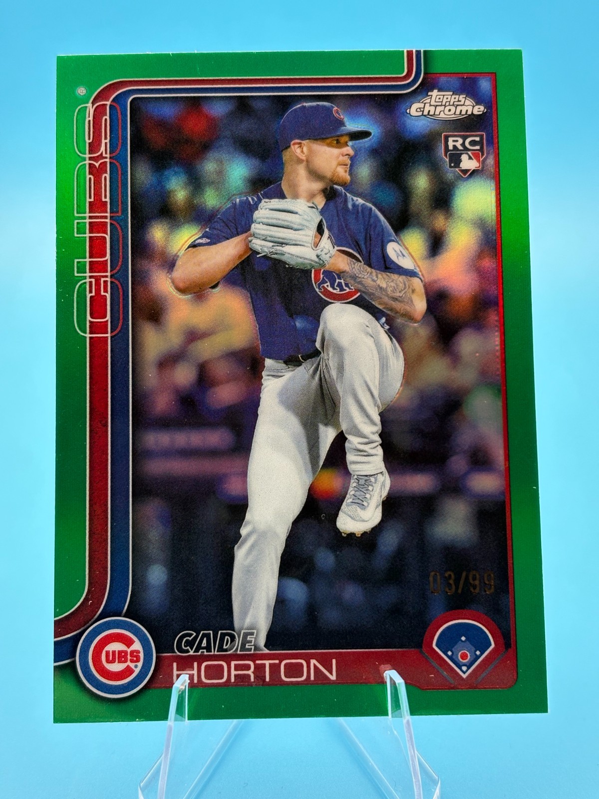 Cade Horton 2025 Topps Chrome Update #USC63 Green Refractor Rookie RC #3/99 Cubs
