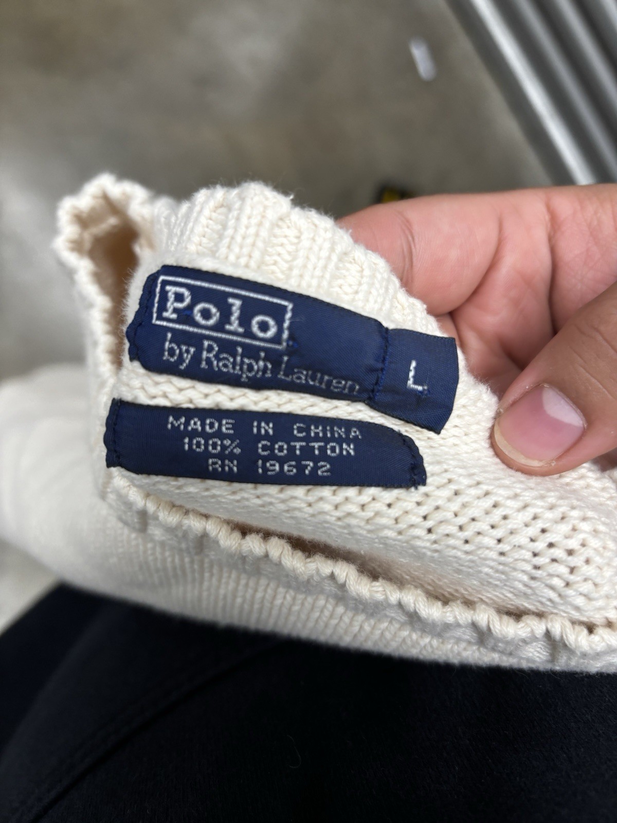 Vintage Ralph Lauren Rare Sled Bear Sweater Knit Cream Cotton Size L Women’s thumbnail 3