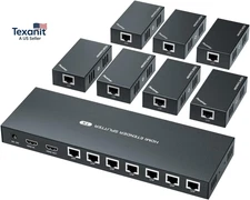 HDMI Extender Splitter 1X7 1080P@60Hz over Cat 5E/6/7 Ethernet Cable 50M (164Ft)