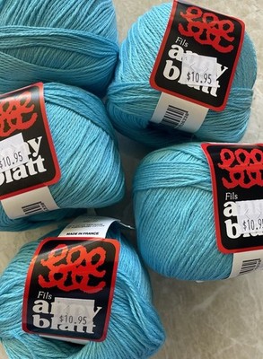 Lot of 5, Fils Anny Blatt , LOUXOR, 100% Cotton, 50gm/140m, col#741  Eclat  Aqua