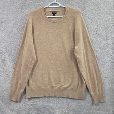 J CREW Crewneck Sweater Lambswool Blend Men's Large Beige/Tan Pullover Supersoft