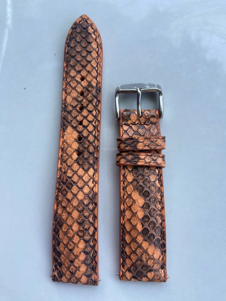 26mm 24 23 22 21 20 19 18 17 16  14 orange brown Snake Leather Watch Strap Band - Image 4 of 4