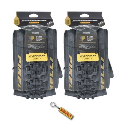 Pirelli Scorpion E-MTB M Gold (27.5 x 2.6) MTB Bicycle Tires w/Keychain (2 Pk)