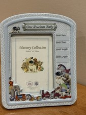 Baby Gund John Grossman Nursery Frame, Blue, Date Weight 4x6 Rocking Horse EUC