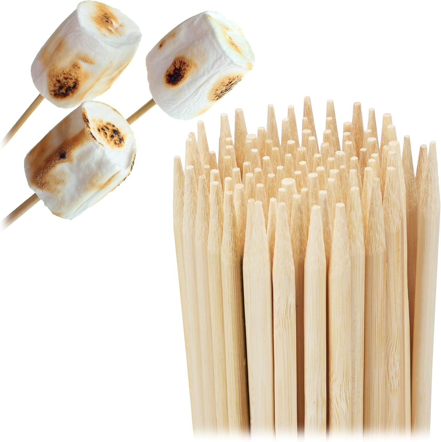 Spiedini in Bambù, Spiedi 40 Cm, Stecchini, Bastoncini per Salsicce, Zucchero Fi