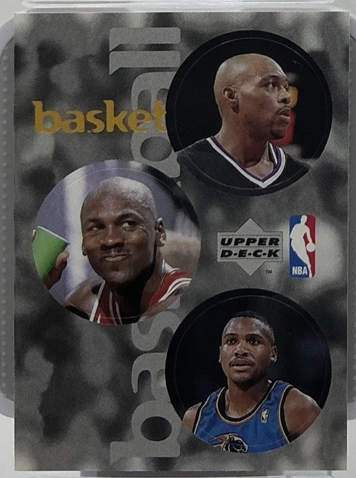 Pegatinas internacionales Michael Jordan PSA 9-1997 Upper Deck con Mitch Richmond Foto 4 de 4