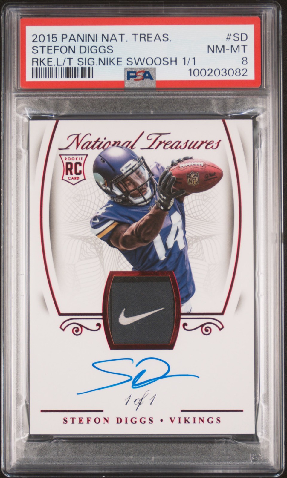 Stefon Diggs Panini National Treasures Rookie Laundry Tag Signatures #SD Nike Swoosh 1/1
