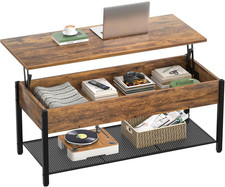 Rustic Brown Lift Top Coffee Table with Hidden Storage for Small Spaces
