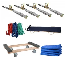 6' Piano Moving Skid Safety Board Kit - 18"x32" Dolly, Straps, Blanket & Bands