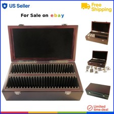 Wood Coin Storage Display Box Mahogany Finish 50 Coin Capacity Secure Latch
