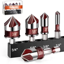 5Pcs Countersink Drill Bit Set, Premium Drill Bit with 82-Degree, 5 Flutes, Quic