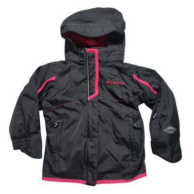 Columbia Bugaboo Interchange 3-in-1 Jacket Girls 3T Black Pink Omni-Tech EUC