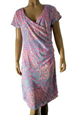 JULIE BROWN NYC Dress size Large pink Leopard print style Lizzy faux wrap NWT