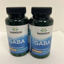 Swanson Gaba - Maximum Strength 750 mg 60 Veggie CapsulesX2pack,08/25