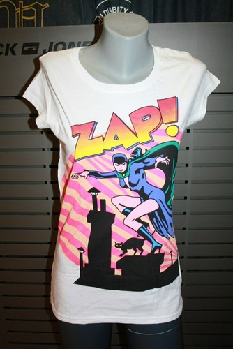 Camiseta Cartoon Catwomen nueva en blanco y gris 100% algodón ZAP! - Imagen 4 de 12
