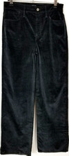 J.Crew Women's Full-Length Slim Wide Pants Size 28 Black Stretch Velvet Black