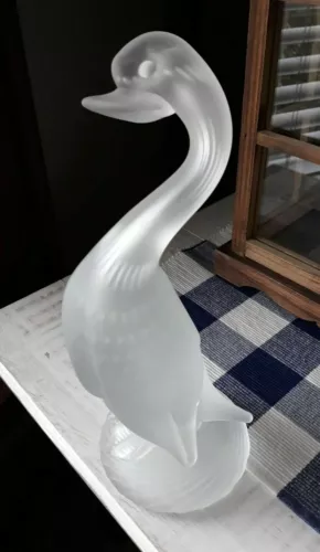 Vintage Satin Glass Large Duck Figure
