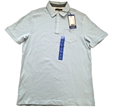 Tahari Men's Size L Cloud Blue Fine Cotton Interlock Short Sleeve Polo Shirt NWT