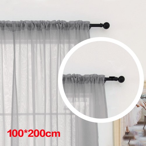 Pair (2 Panels) Voile Curtains Net Slot Top Solid Sheer Door Window Curtain UK - Picture 12 of 15