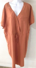 Cozy Co. By Cozy Casual Crossover Midi Dress in Rust Plus Size 3XL NWT Short Sle