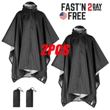 2PK Tactical Rain Poncho Army Military Poncho Shelter Waterproof Ripstop Camping