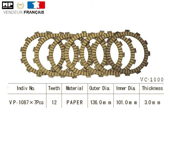Embrayage KTM EXC 125 usé ? Kit 7 disques garnis anti-patinage pour EXC 200