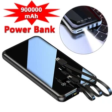 Portable 900000mAh USB C Power Bank For Mobile Phone Battery Pack Charger Fast