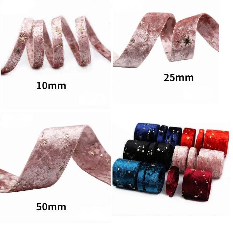 5/10 Meters Bronzing Velvet Ribbon Double-sided Webbing Starry Pressed Strips - Image 3 of 4