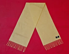 SCARF VINTAGE AUTHENTIC SOLID YELLOW 100% LANBSWOOL LONG WOMENS FRINGE