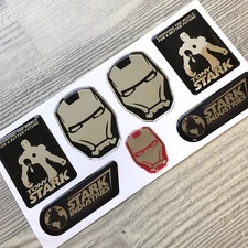 Iron Man Stark Industries Tony Chrome 3d domed emblem decal stickers