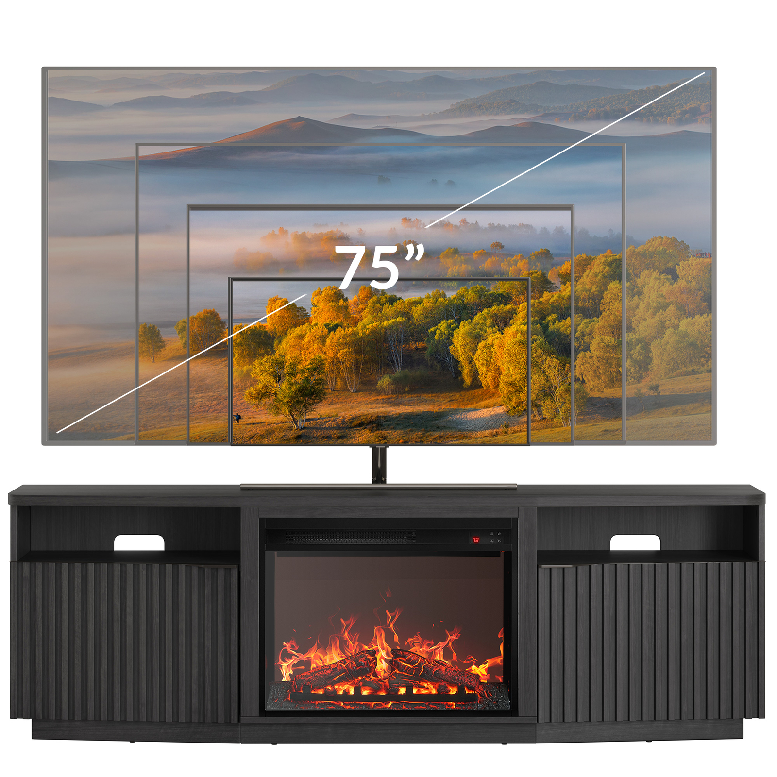 68" TV Stand with 23" Electric Fireplace Heater for TV up to 75"