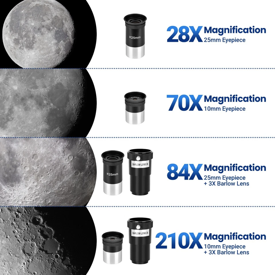 80mm Lens Telescope 210X with Mobile Holder Stargazing App for Adults Kids Gift - Image 3 of 4