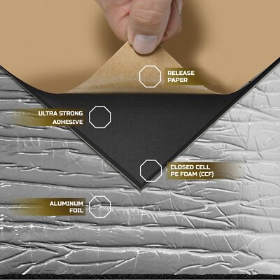 Tapis Isolant Thermique Et Phonique Solutra - Auto-adhésif, Argenté 200x50cm | Pour Voiture, Moteur, Toit