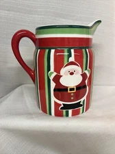 Bella Casa By Ganz Red/Green Santa Claus Pitcher New