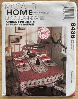 McCalls Pattern 8438 Dining Essentials Tablecloth Runner Placemats Napkins