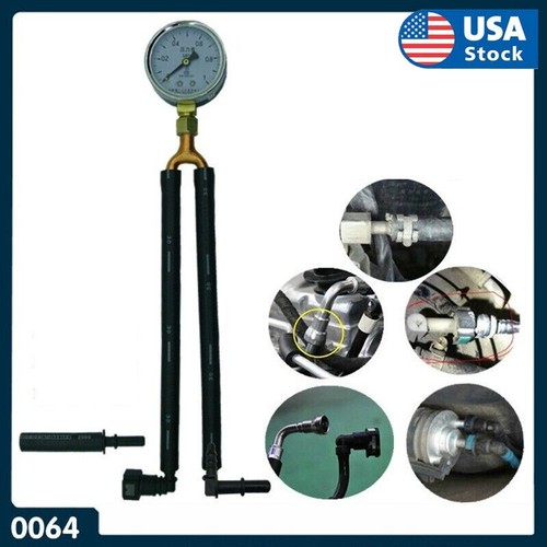 18.1" Fuel Pressure Tester Gauge Analogue Gasoline MPa Hose Adapter