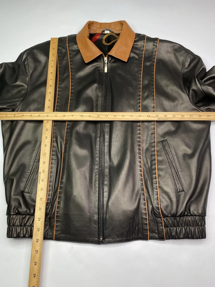 VTG Maus & Hoffman Mens Genuine Leather Jacket Two Tone Brown Leather Size 46 - Image 3 of 4