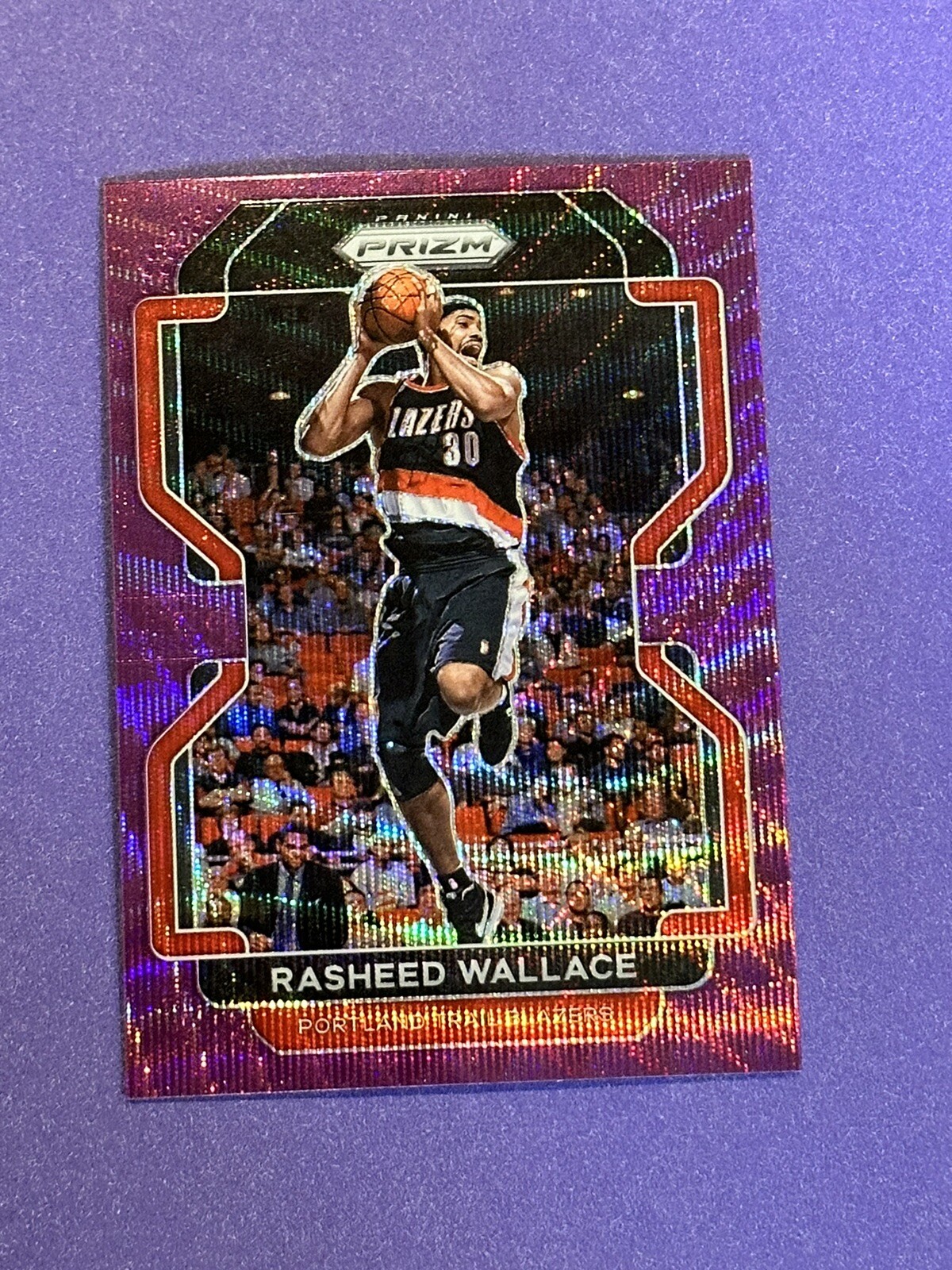 2021-22 Panini Prizm Rasheed Wallace Purple Wave Prizm #258 Portland Blazers