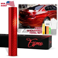 PET Squadron Carbon Fiber Gloss Red Car Vehicle Vinyl Wrap Decal Sheet Sticker