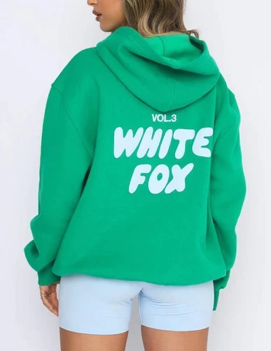 π₯2PCS Ladies white Boutique fox&Tracksuit Set Hoodie Foamy Letters Fleece Sport - Picture 12 of 20