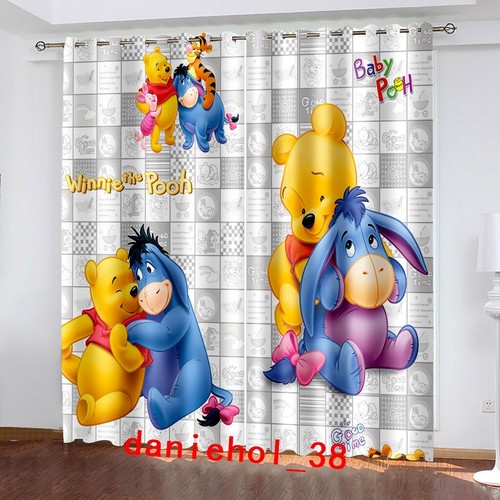 Winnie The Pooh Ready Made Pair Thick Blackout Curtains Thermal Ring top Eyelet - Bild 18 von 39