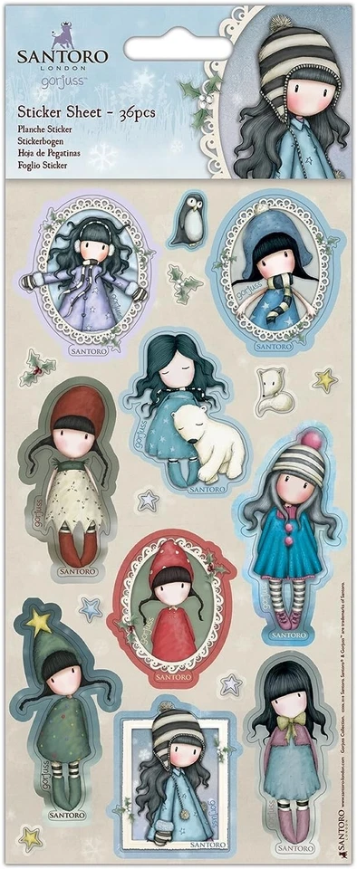 DOCRAFTS GORJUSS STICKER SHEET-Docraft Santoro London Girl-Embellishment-Winter/Christmas