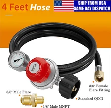 4ft Adjustable High Pressure Propane Regulator w/Gauge Fits LP Gas Cooker Turkey